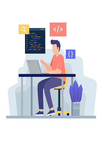Developer at desk